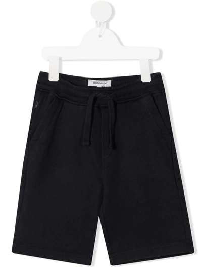 Shop Woolrich Cotton Track Shorts In Blue