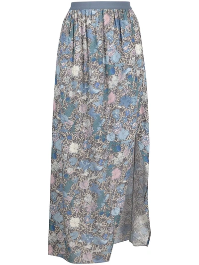 Shop Zadig & Voltaire Floral-print Midi Skirt In Blue