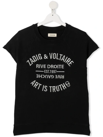 Shop Zadig & Voltaire Teen Logo-print Cotton T-shirt In Black