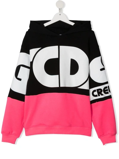 Shop Gcds Teen Logo-print Pullover Hoodie In Black