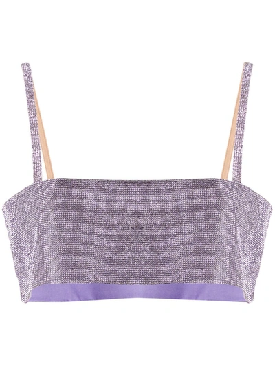 Shop Nué Charlotte Embellished Silk Crop-top In Purple
