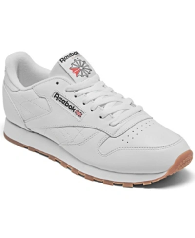 Shop Reebok Men's Classic Leather Casual Sneakers From Finish Line In White, Gum