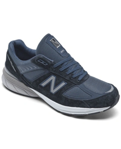 Shop New Balance Men's 990 V5 Running Sneakers From Finish Line In Navy, Silver