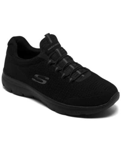 Shop Skechers Women's Summits - Cool Classic Wide Width Athletic Walking Sneakers From Finish Line In Black