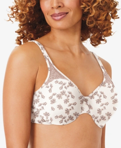 Shop Bali Passion For Comfort Seamless Underwire Minimizer Bra 3385 In White Floral Print