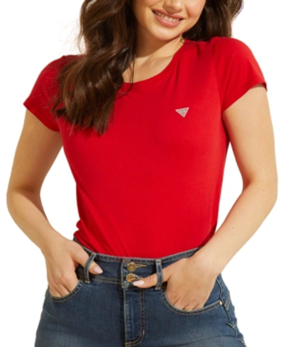 Shop Guess Logo Baby T-shirt In Red Hot