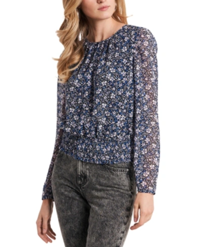 Shop 1.state Floral-print Smocked-waist Top In Chateau Floral Ditsy