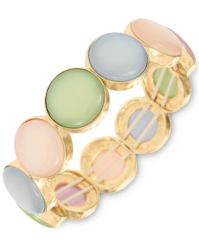 Shop Style & Co Gold-tone Resin Stone Stretch Bracelet, Created For Macy's In Multi