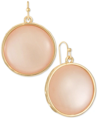 Shop Style & Co Gold-tone Stone Disc Drop Earrings, Created For Macy's In Dusty Pink