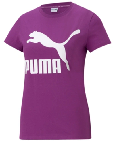 Shop Puma Plus Size Cotton Classics Logo T-shirt In Byzantium