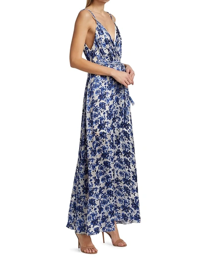 Shop Alice And Olivia Samantha Belted Maxi Dress In Forget Me Not