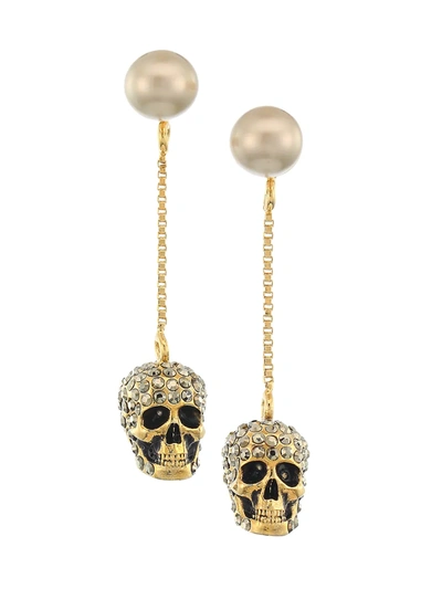 Shop Alexander Mcqueen Swarovski Crystal Skull Drop Earrings
