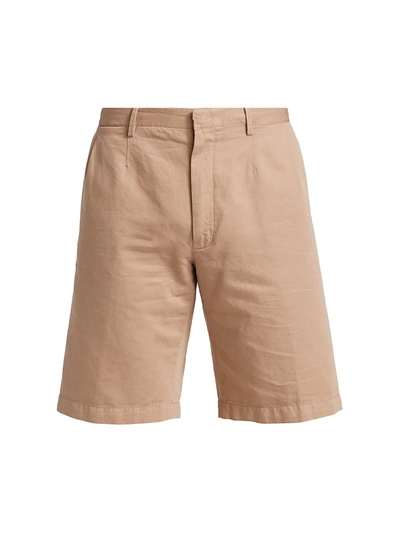 Shop Ermenegildo Zegna Cotton-linen Shorts In Beige