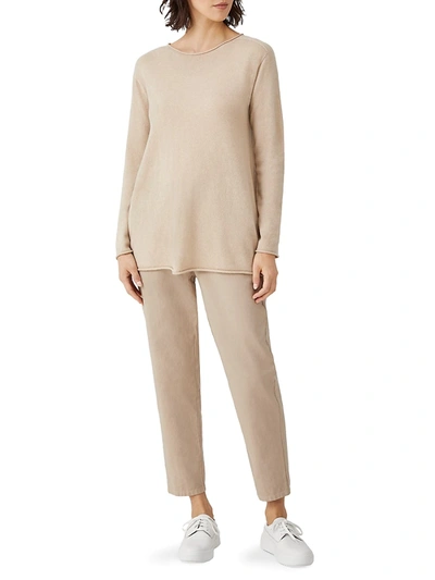 Shop Eileen Fisher High-waist Tapered Ankle Pants In White