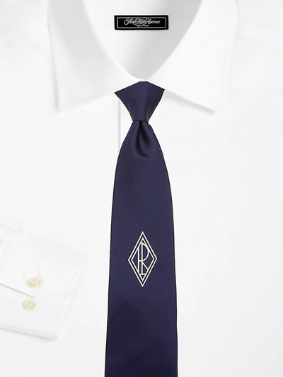 Shop Ralph Lauren Monogram Silk Tie In Navy