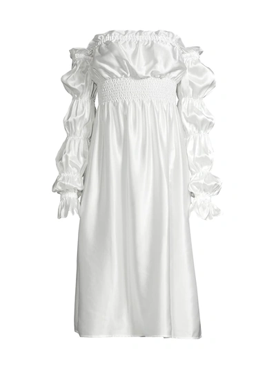 Shop Sleeper Women's Michelin Off-the-shoulder Silk Dress In White