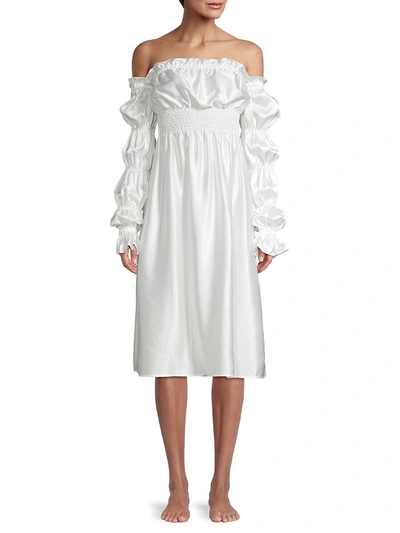 Shop Sleeper Women's Michelin Off-the-shoulder Silk Dress In White