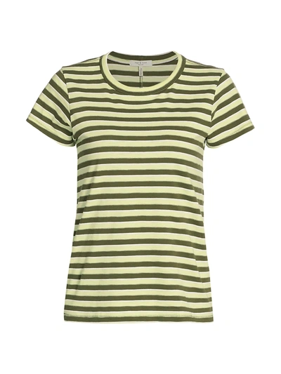 Shop Rag & Bone The Slub Striped T-shirt In Green