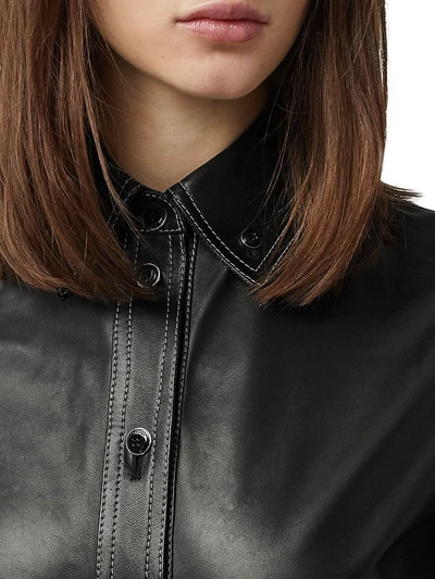 Shop Burberry Leather Shirt In Black