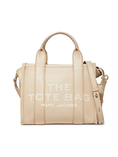 Shop The Marc Jacobs Mini Traveler Leather Tote In Beige
