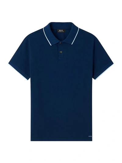 Shop Apc Men's Max Polo Shirt In Dark Blue