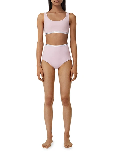 Shop Burberry Tarnie Logo-tape Two-piece Swimsuit In Orchid Pink
