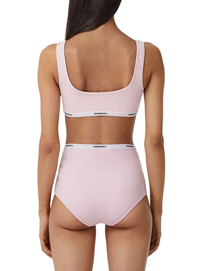 Shop Burberry Tarnie Logo-tape Two-piece Swimsuit In Orchid Pink