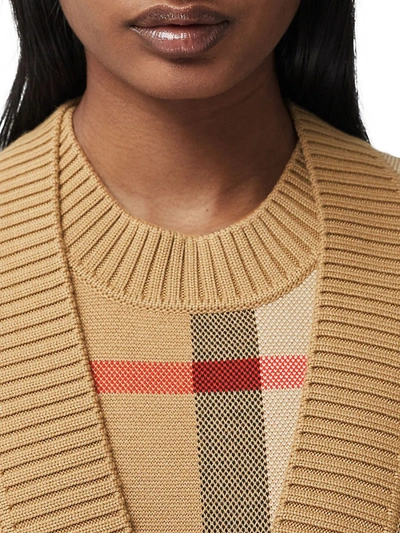 Shop Burberry Women's Caragh Check Jacquard Cardigan In Archive Beige