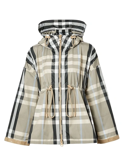 Shop Burberry Bacton Check Lightweight Logo Jacket In Dusty Sand Check