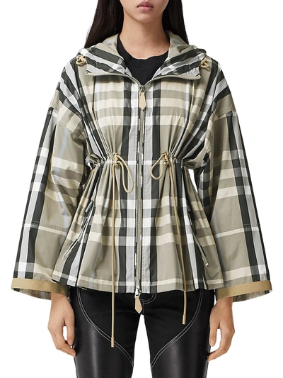 Shop Burberry Bacton Check Lightweight Logo Jacket In Dusty Sand Check