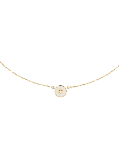 Shop Tory Burch Kira Enamel Pendant Necklace In Tory Gold New Ivory