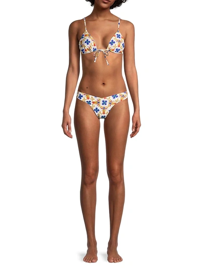 Shop Weworewhat Delilah Tile-print Bikini Bottom In Pearl Multi