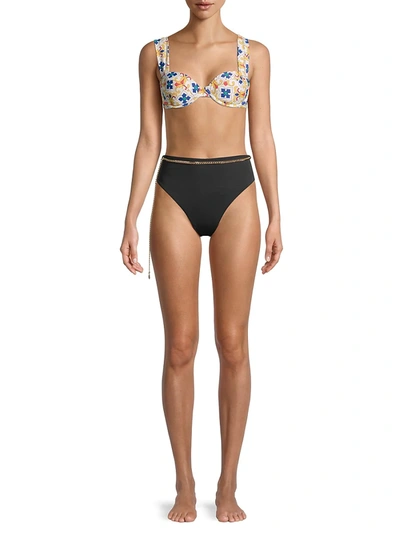 Shop Weworewhat Claudia Tile-print Bikini Top In Pearl Multi