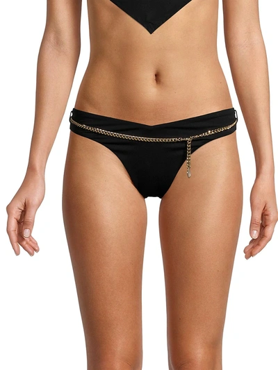 Shop Weworewhat Delilah Chain-belted Bikini Bottom In Black