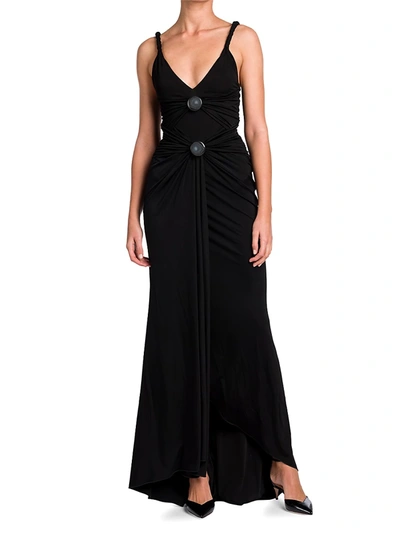 Shop Giorgio Armani Gathered Jersey Gown In Black