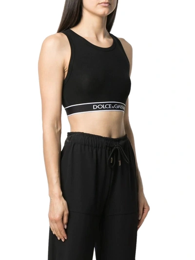 Shop Dolce & Gabbana Logo-print Cropped Vest Top In Black