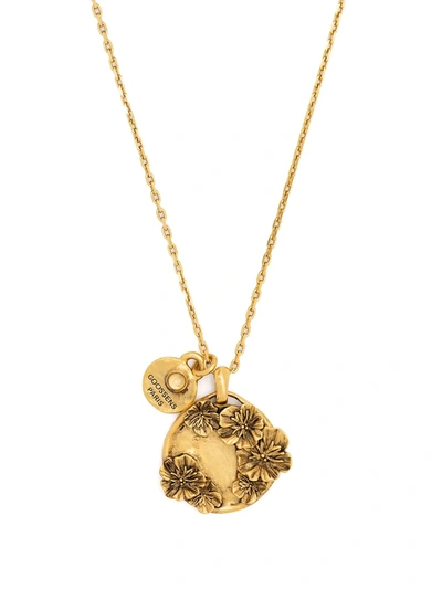 Shop Goossens Talisman Poppy Flower Medallion Necklace In Gold