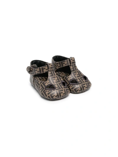 Shop Fendi Ff-motif Sandals In Brown