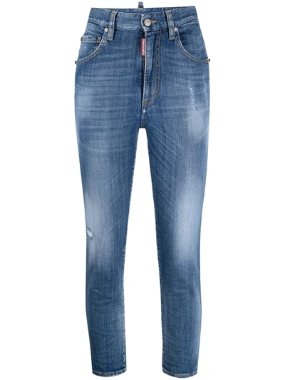 Shop Dsquared2 Cropped Skinny Jeans In Blue