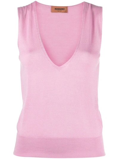 Shop Missoni Slim-fit Knit Vest In Pink