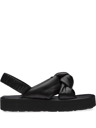 Shop Miu Miu Padded Slingback Sandals In Black