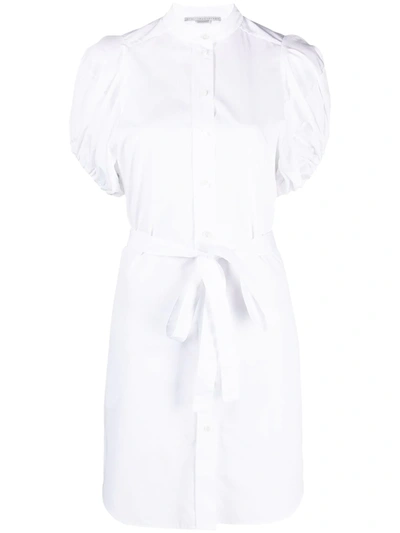 Shop Stella Mccartney Puff-sleeve Belted Shirt-dress In White