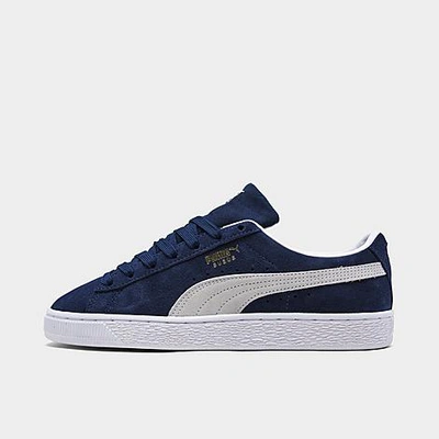 Shop Puma Big Kids' Suede 21 Casual Shoes In Peacoat/ White