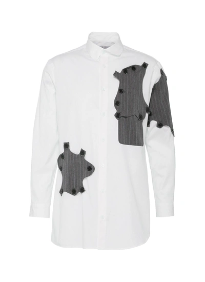 Shop Yohji Yamamoto Button Patch Shirt In White