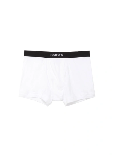 Shop Tom Ford Logo Waist Jersey Boxer Brief Set In White