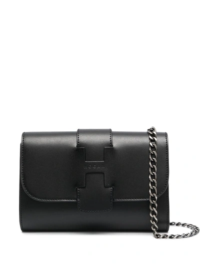 Shop Hogan Leather Shoulder Bag In Black