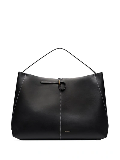 Shop Wandler Ava Leather Shopping Bag In Black