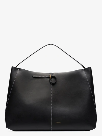 Shop Wandler Ava Leather Shopping Bag In Black