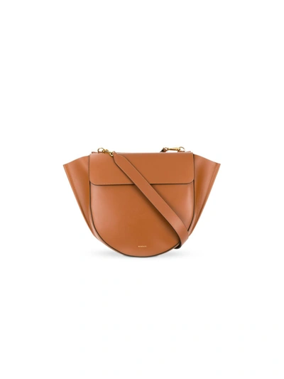 Shop Wandler Hortensia Big Leather Shoulder Bag In Brown