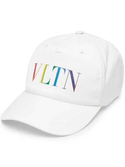 Shop Valentino Vltn Cotton Baseball Cap In White